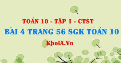 Bài 4 trang 56 SGK Toán 10 tập 1 Chân trời sáng tạo